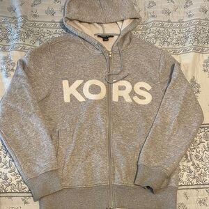 Michael Kors Heather Gray Zip-Up Hoodie
